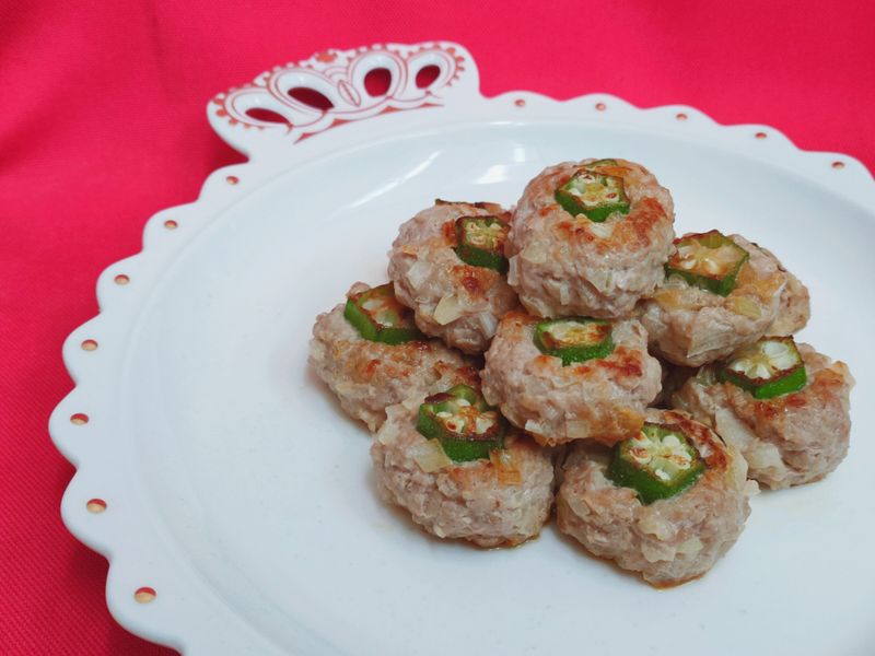 （無油料理）秋葵小肉餅