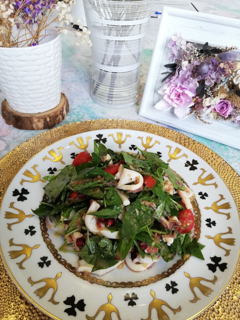 低醣料理 <沙拉> 紅酒紫蔥透抽沙拉