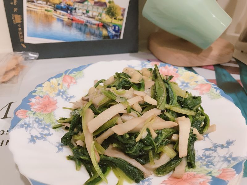 蒜炒A菜杏鮑菇