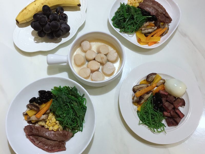 簡易牛排干貝 之 減醣料理