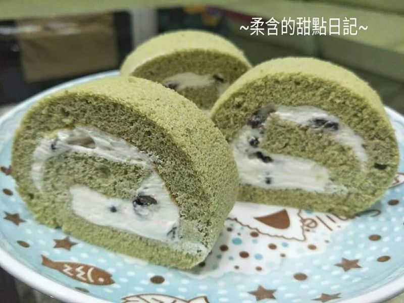 抹茶紅豆蛋糕捲❤