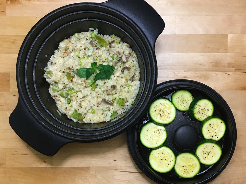 義式香料野菇燉飯+橄欖油櫛瓜