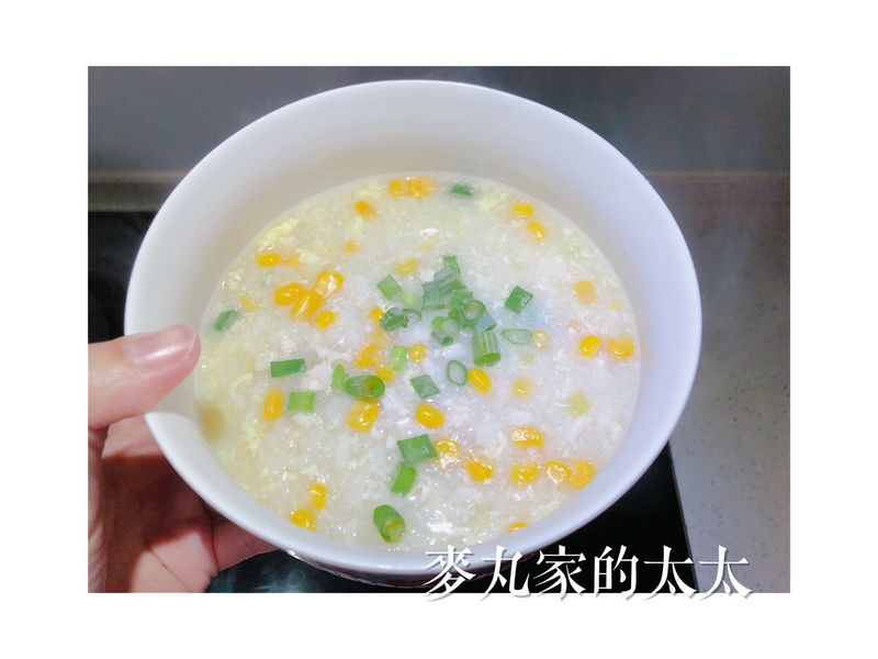 玉米雞蓉干貝粥