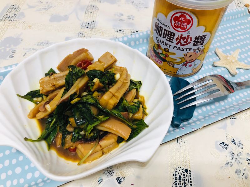 涼拌魷魚(咖哩口味)(牛頭牌咖哩炒醬)