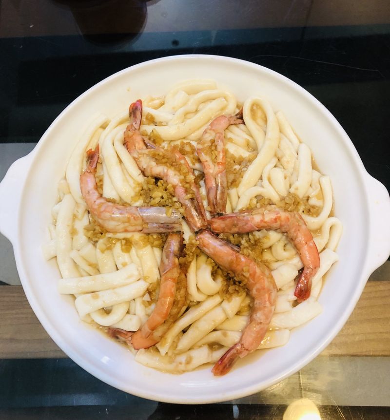 蒜蝦板條