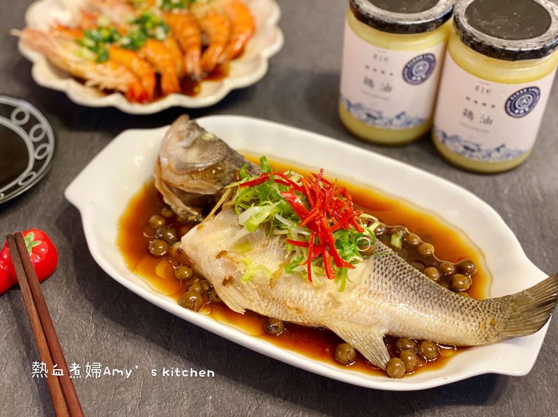 油淋清蒸破布子鱸魚