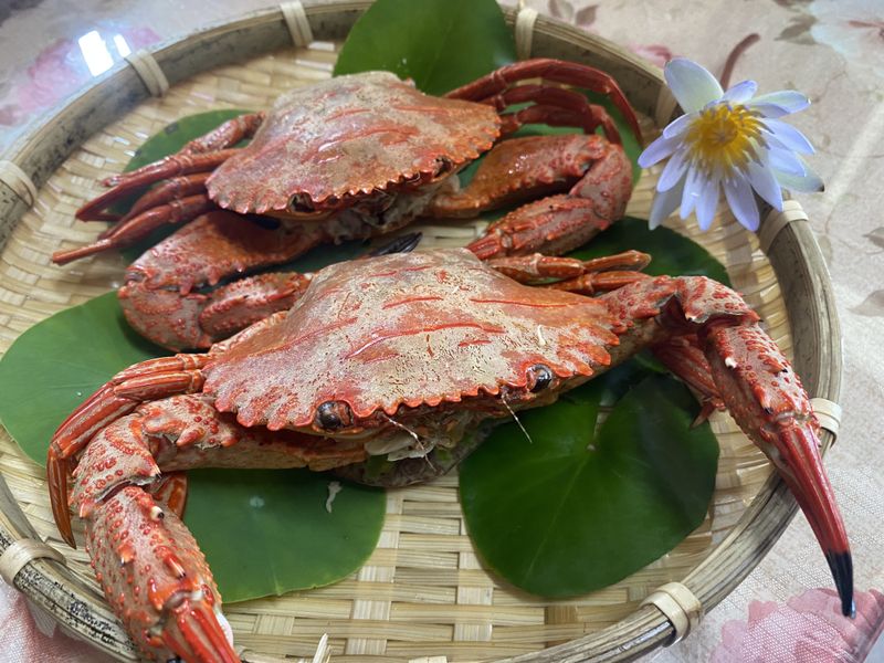 清蒸花雕石蟹