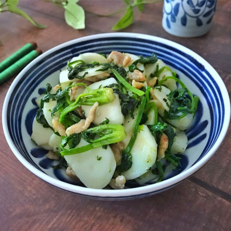 菠菜鹹肉炒年糕
