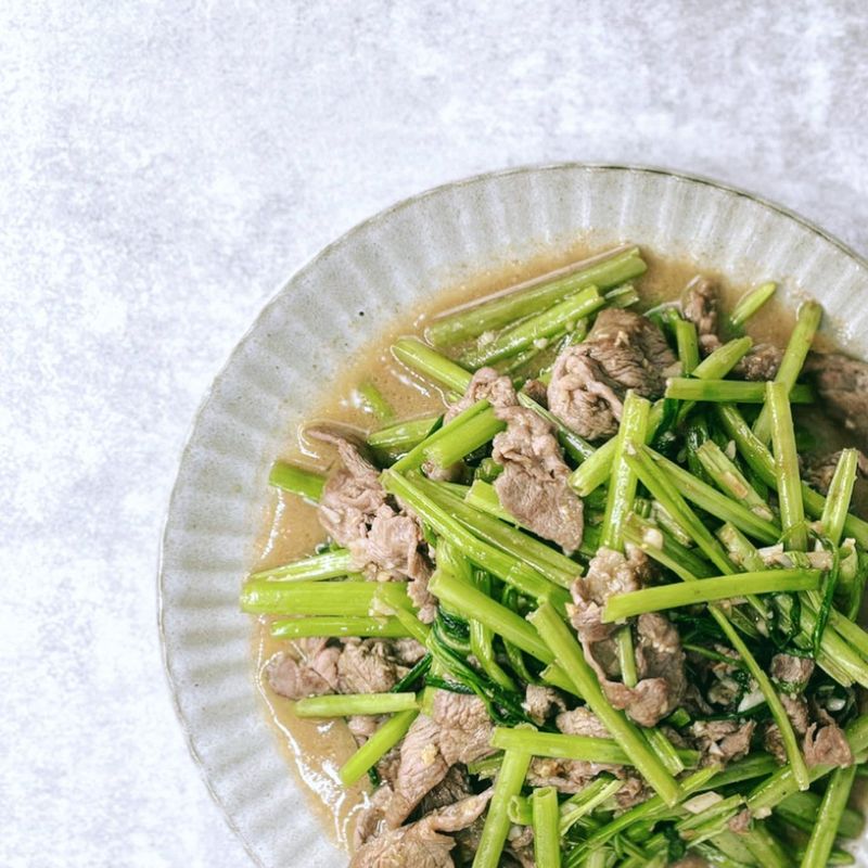 空心菜炒牛肉食譜 |肉片不用過油就很鮮嫩