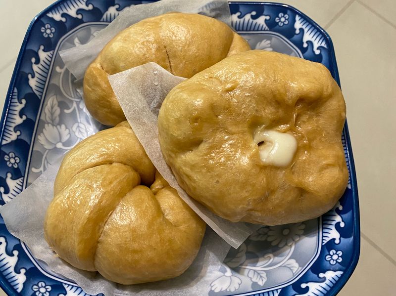 麵包機版。改良過煉乳黑糖起司包、饅頭