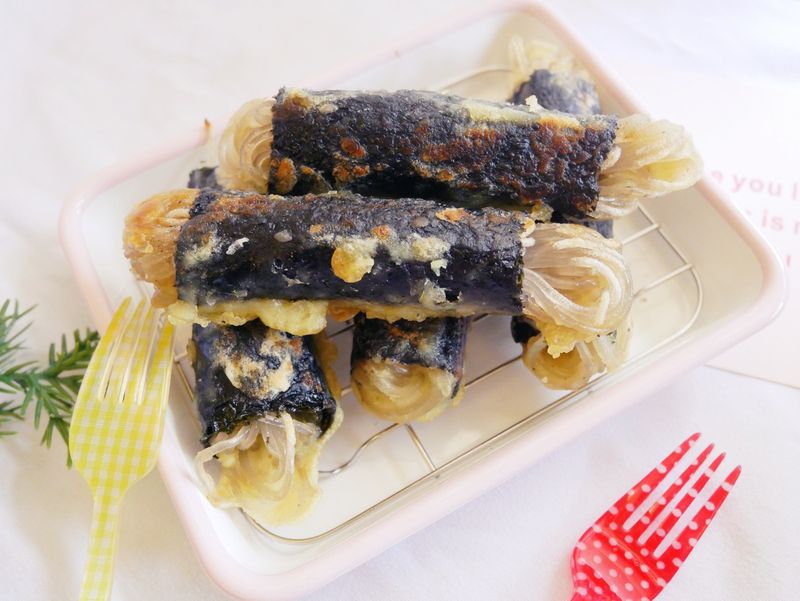 免油炸「韓式海苔冬粉捲」酥脆好吃~