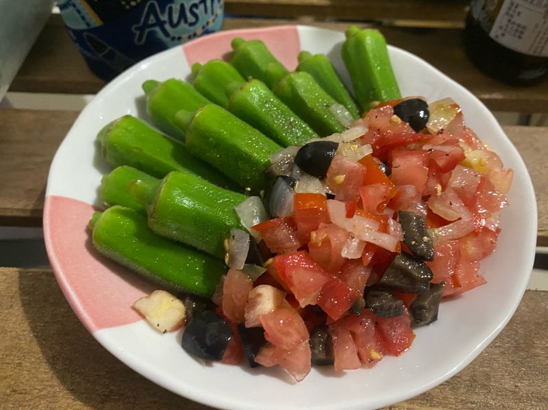 川燙涼拌秋葵三種搭配(和風、蒜蓉、莎莎)
