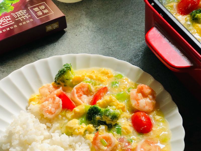 時蔬滑蛋蝦仁燴飯
