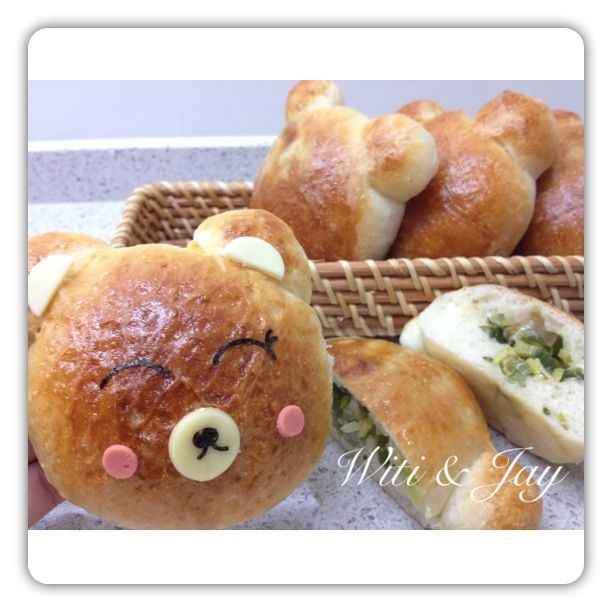 [Witi✿Kitchen](麵包機-麵包)起司蔥熊麵包