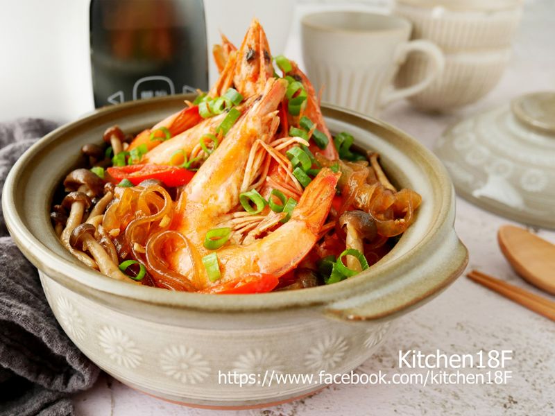 鮮蝦沙茶粉絲煲_電鍋料理