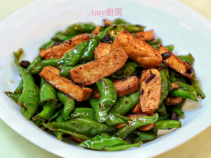 豆豉糯米椒炒豆干