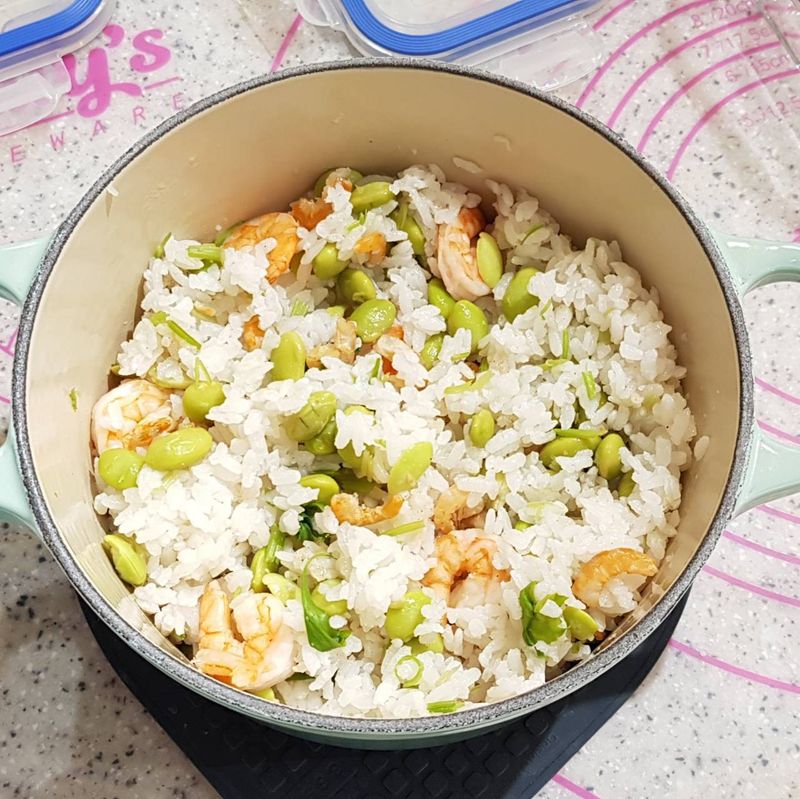 毛豆蝦仁炊飯