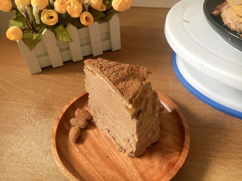 巧克力杏仁千層蛋糕(免烤箱)