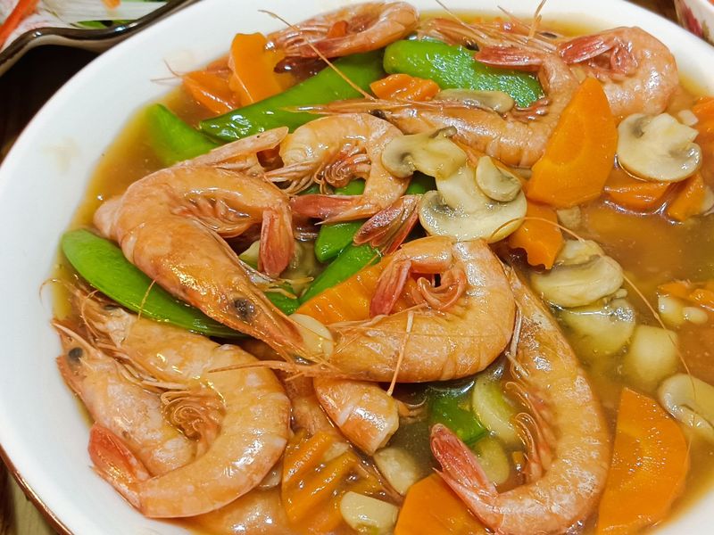 鮮蝦燴甜豆