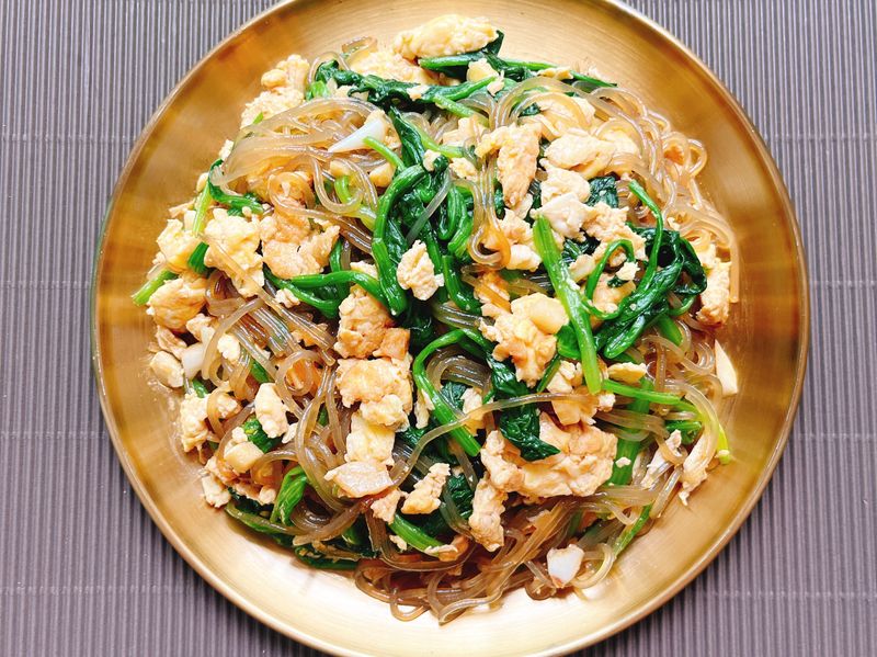 菠菜Q粉炒雞蛋