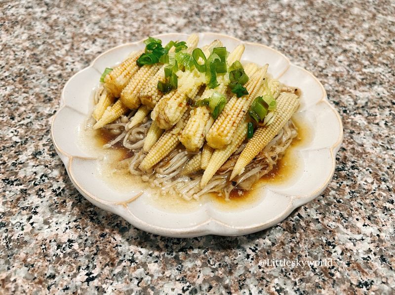 奶油玉米筍金針菇|電鍋料理|省時快速