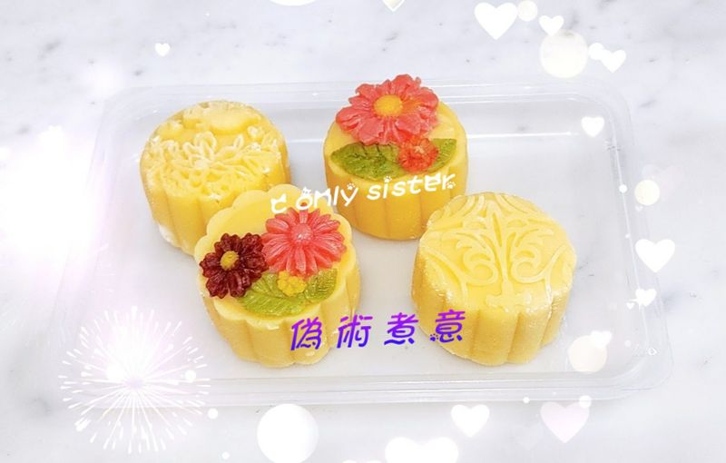 流心奶黃月/ 立體花藝奶黃月