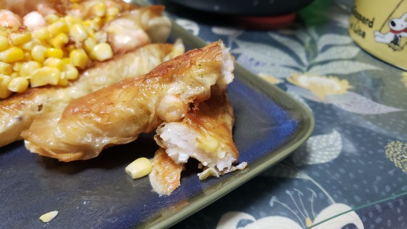 玉米蝦仁腐皮捲