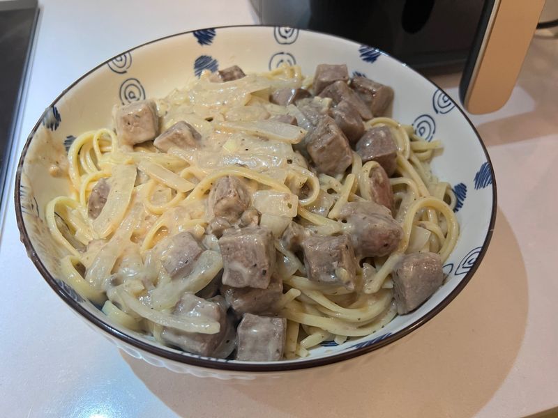 🍝一口黑椒牛柳粒蘑菇意粉