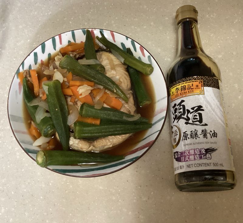 李錦記 頭道零添加原釀醬油-秋葵醬燒旗魚