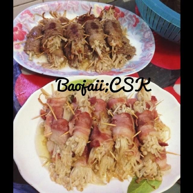 父親節呈獻:金菇肥牛卷X金菇煙肉卷:)