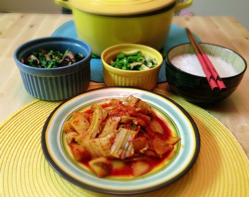 [清粥小菜] 泡菜豬肉+炒時蔬