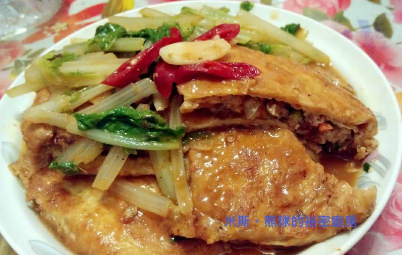 豆皮鑲肉燴小白菜