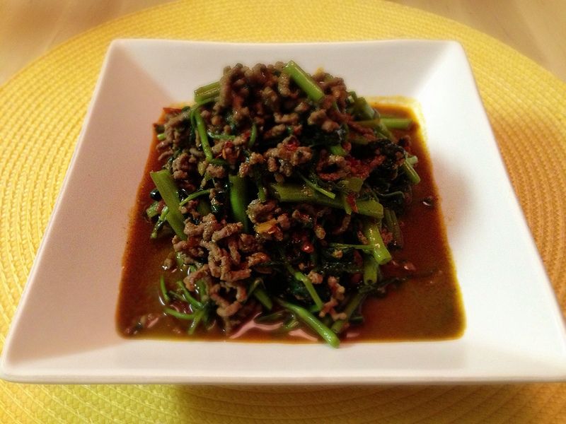 辣炒絞肉空心菜