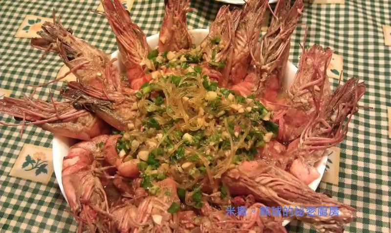 蔥爆草蝦粉絲煲