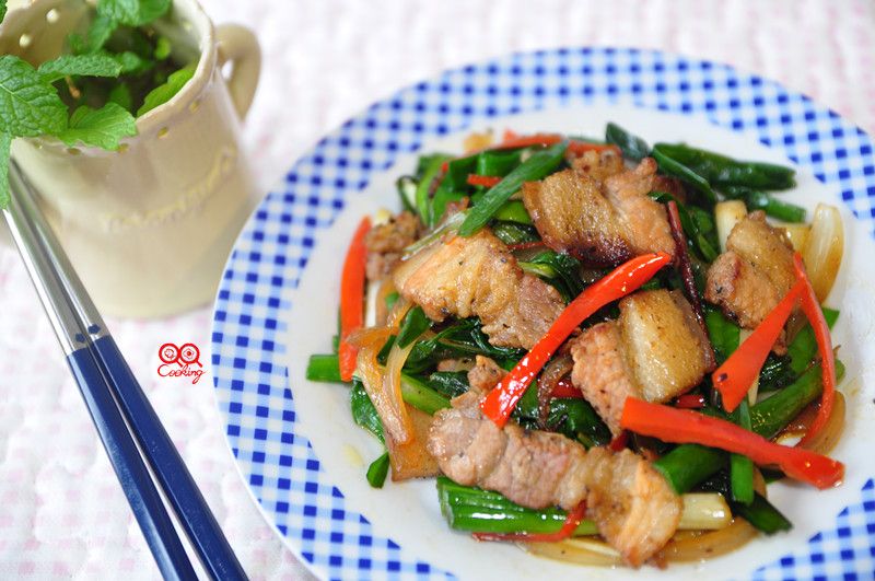鹹豬肉炒韭菜