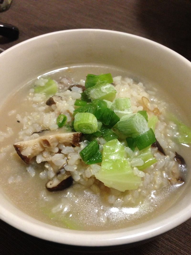 香菇玻璃菜牛肉粥