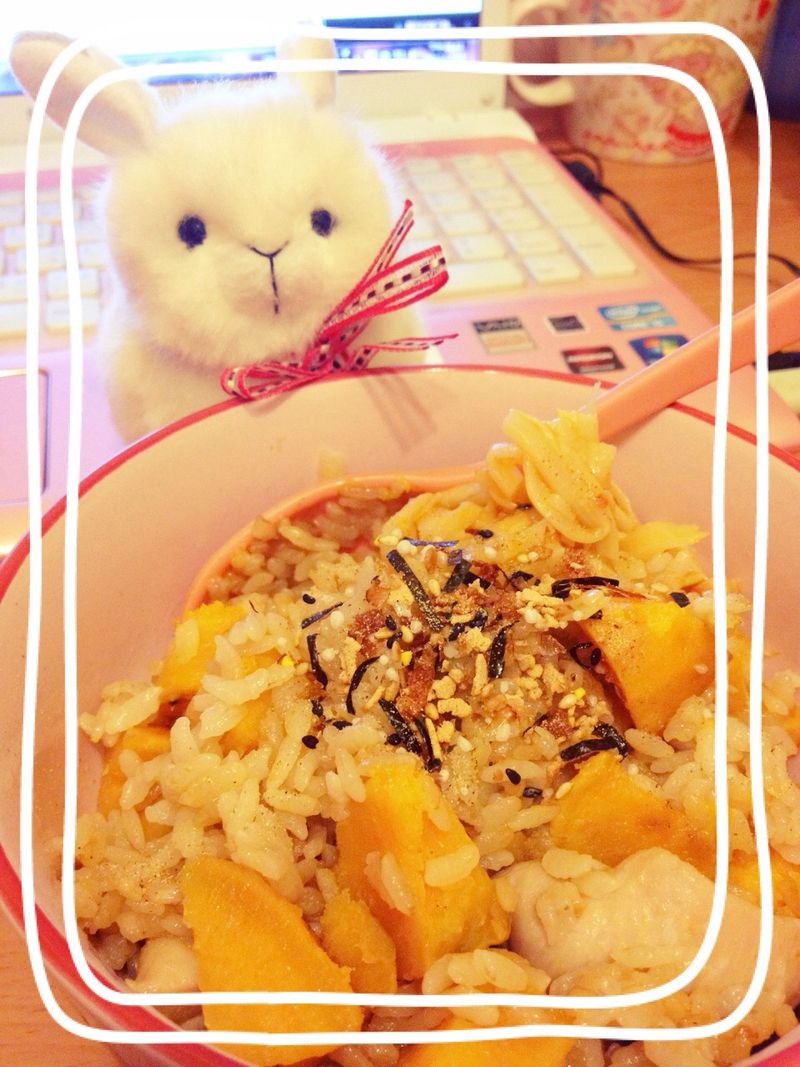 地瓜雞腿炊飯♪