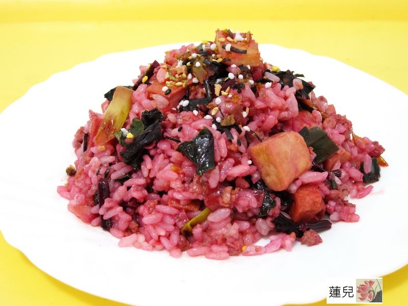 甜菜根葉炒甜不辣&炒肉末&炒飯