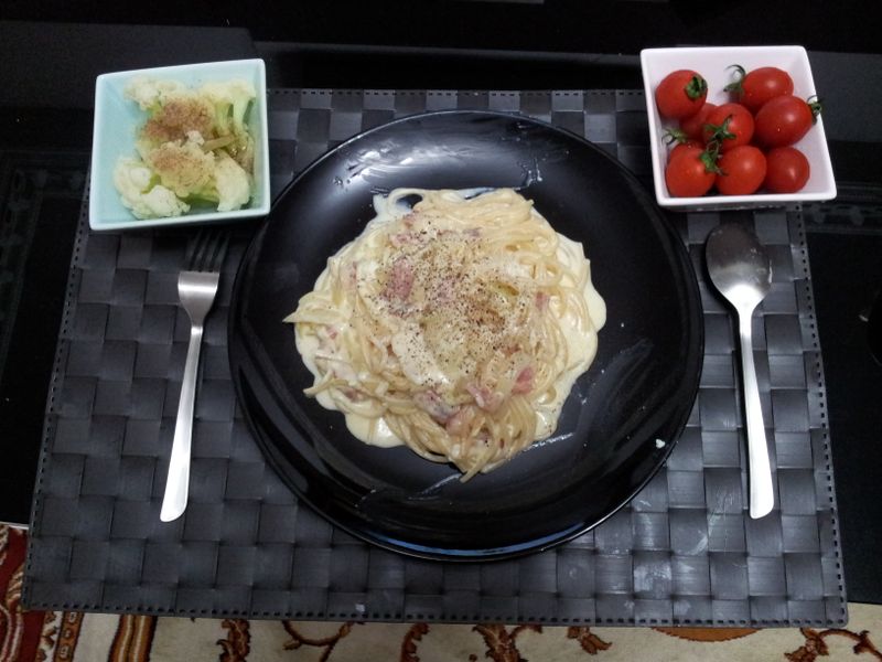 【哈笑猿】超簡單美味奶油培根雞蛋麵