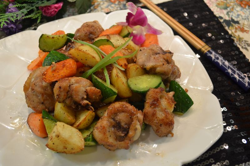 黑椒馬鈴薯炸雞腿