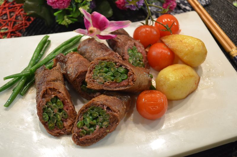 青豆燒牛肉卷