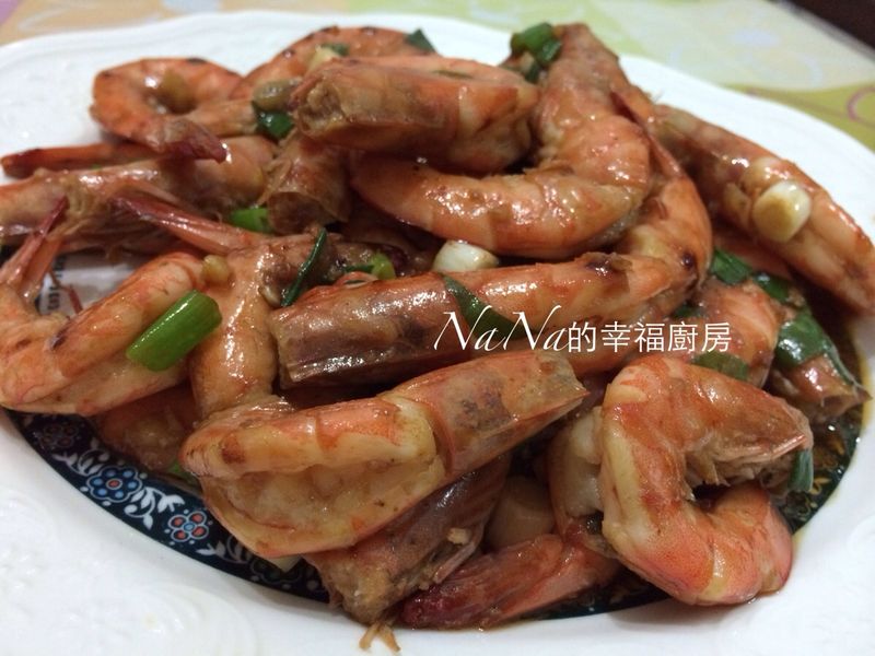 蒜泥蔥燒蝦