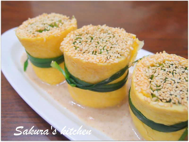 ♥我的手作料理♥油菜芝麻蛋捲