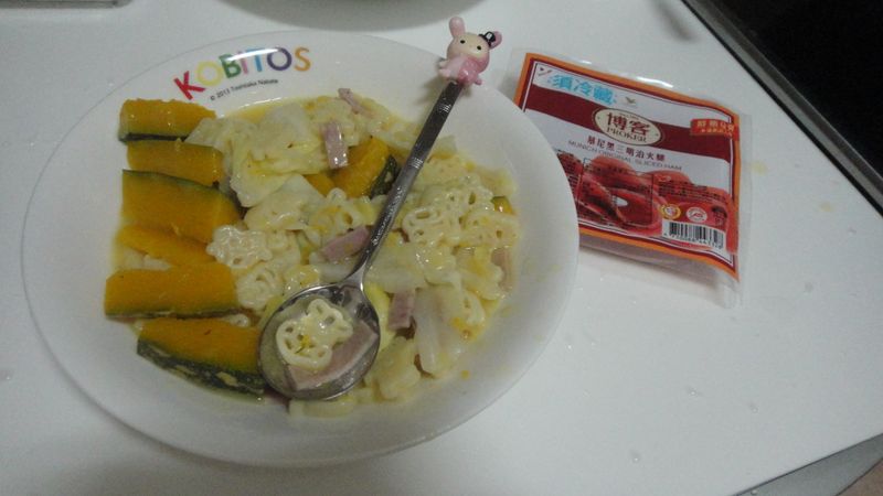奶油火腿義大利卡通麵(博客原味切片火腿)