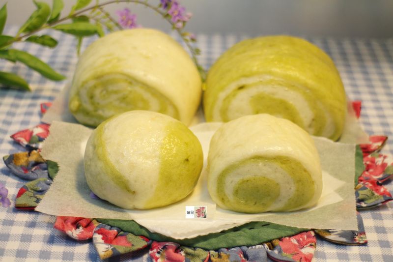 抹茶雙色饅頭(有奶香味)