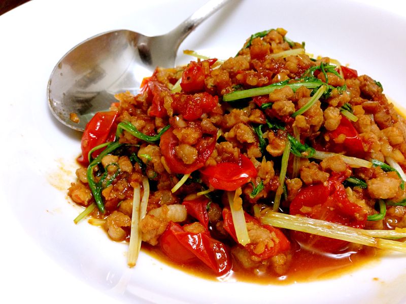 水菜炒豬肉