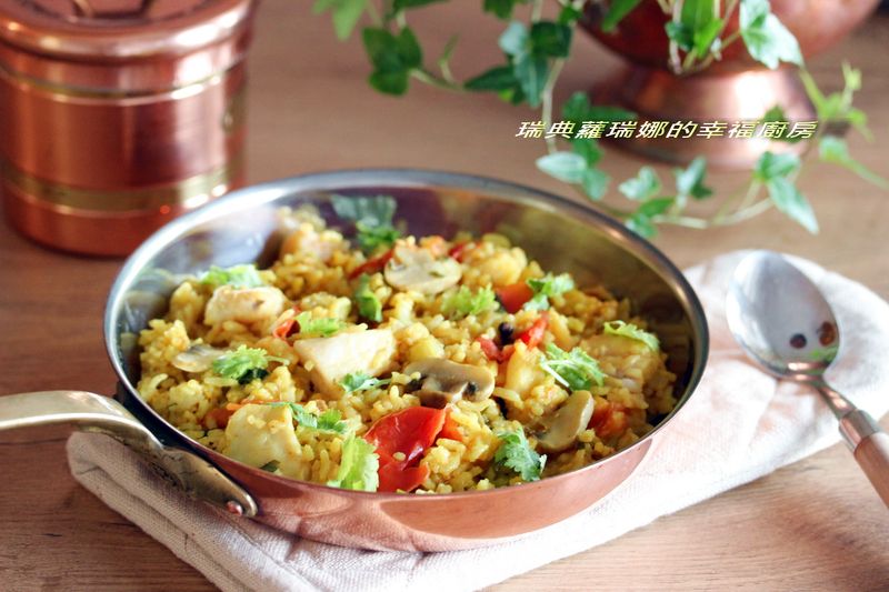 一整顆番茄飯加料變化版~印度咖哩魚片燉飯