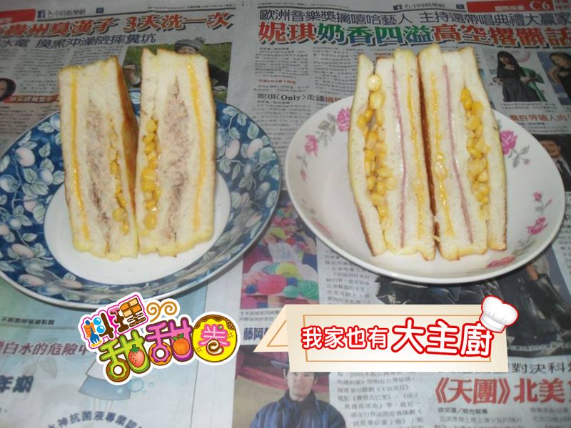 料理甜甜圈【我家大主廚】芝士火腿玉米吐司