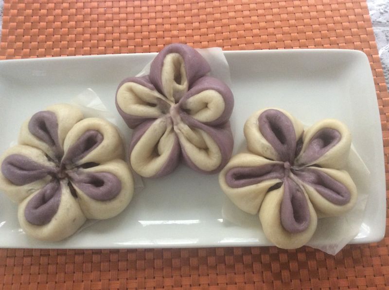 花式麵食之一:紫薯梅花包