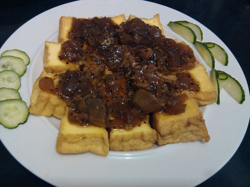 烤黑胡椒醬佐拷油豆腐[烤箱/省事/懶人]